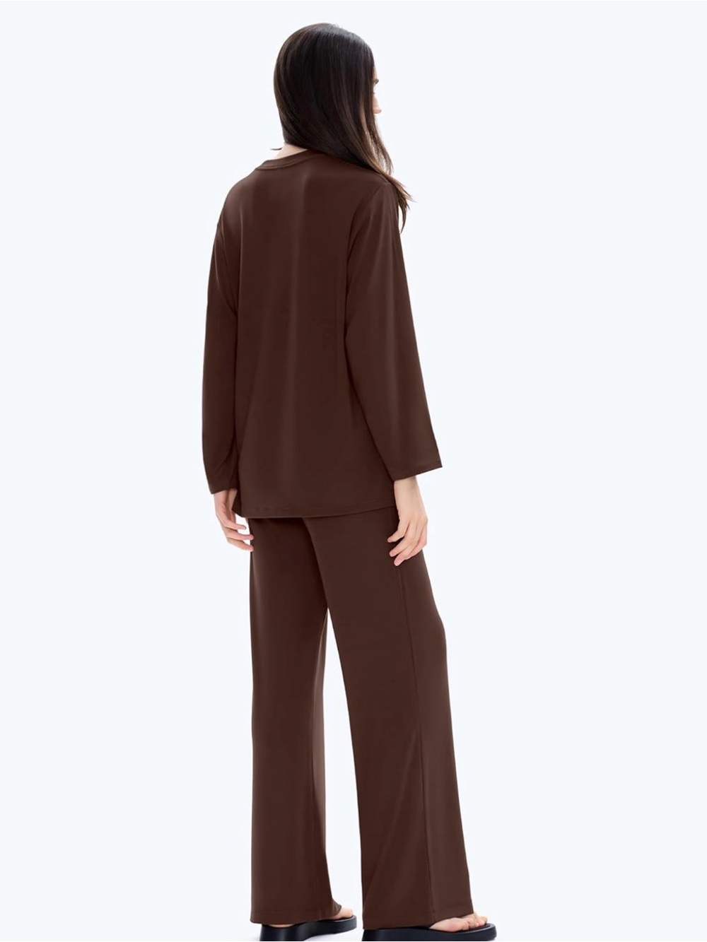 SET 🤎Cozy Brown Long Sleeve Lounge Outfit - Picture 4 of 16